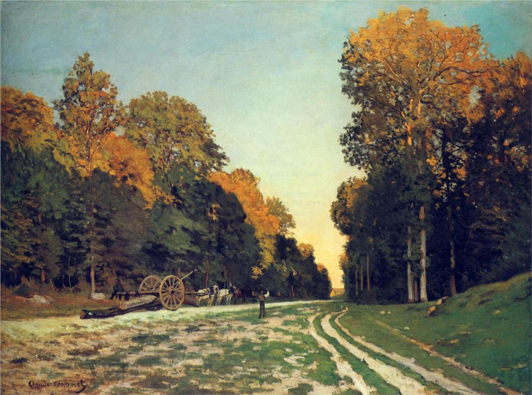 The Road from Chailly to Fontainebleau, 1864 - Claude Monet Paintings